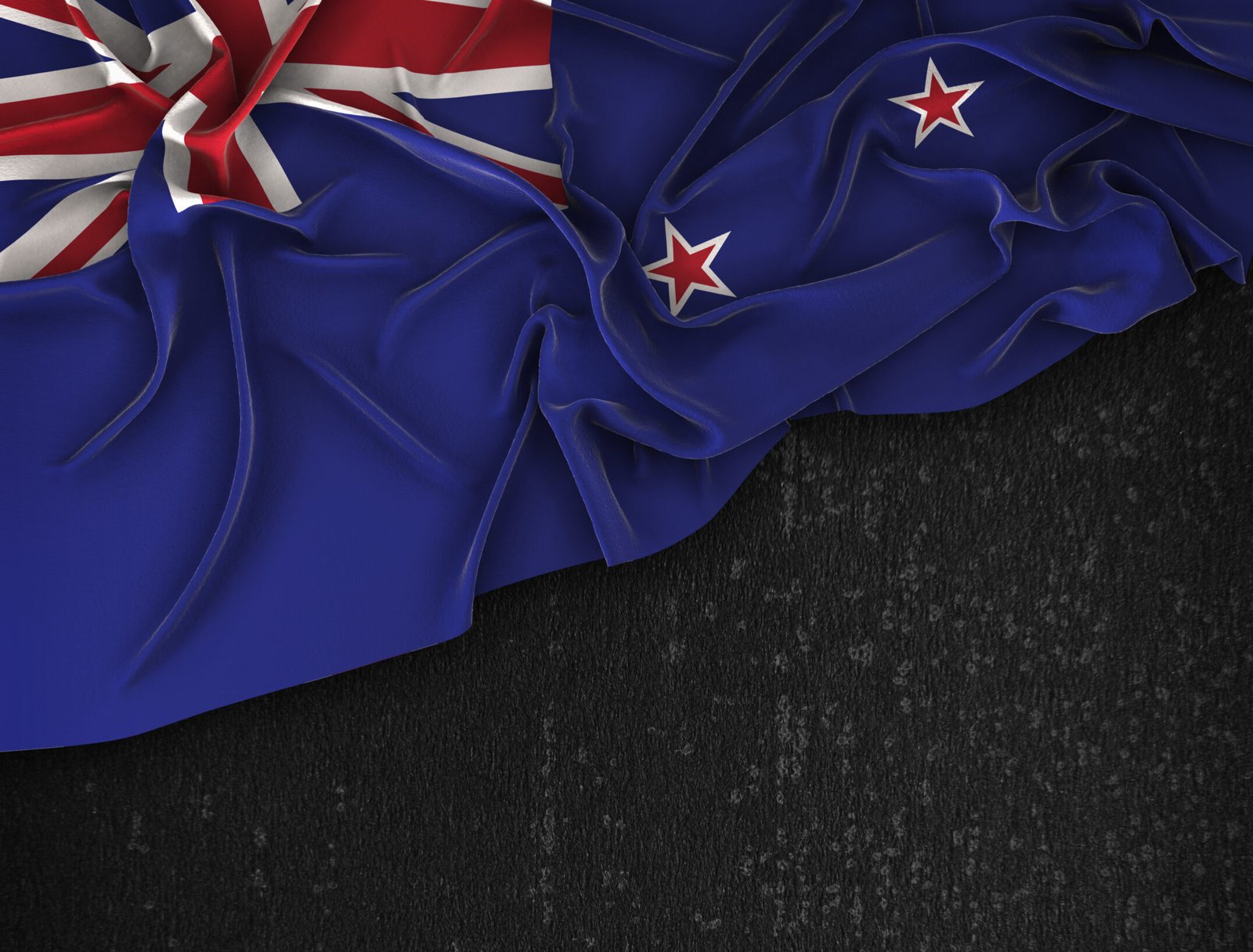 New Zealand Flag Vintage on a Grunge Black Chalkboard With Space For Text